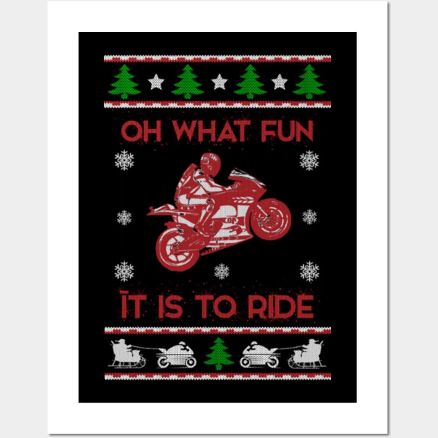 Rider Ugly Christmas Sweater Gifts For Biker Motorcycle Wall Art by uglygiftideas